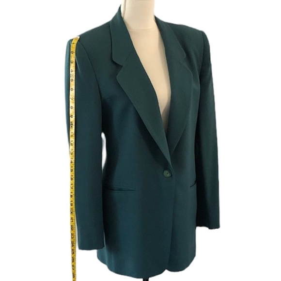 Jones New York Vintage 90s Green Wool Blazer Size 8 - Picture 3 of 13